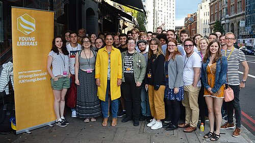 A group of Young Liberals at their 2019 Conference in London, including Josh Lucas Mitte